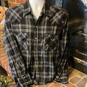 Western Wear Black and White Plaid Men's Shirt